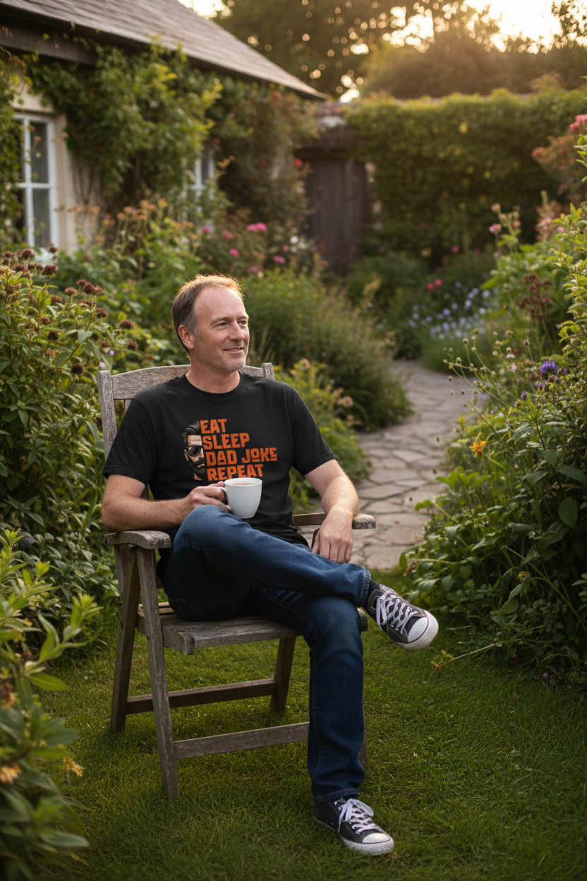 Eat Sleep Dad Joke Repeat – Quick Laughs Tee