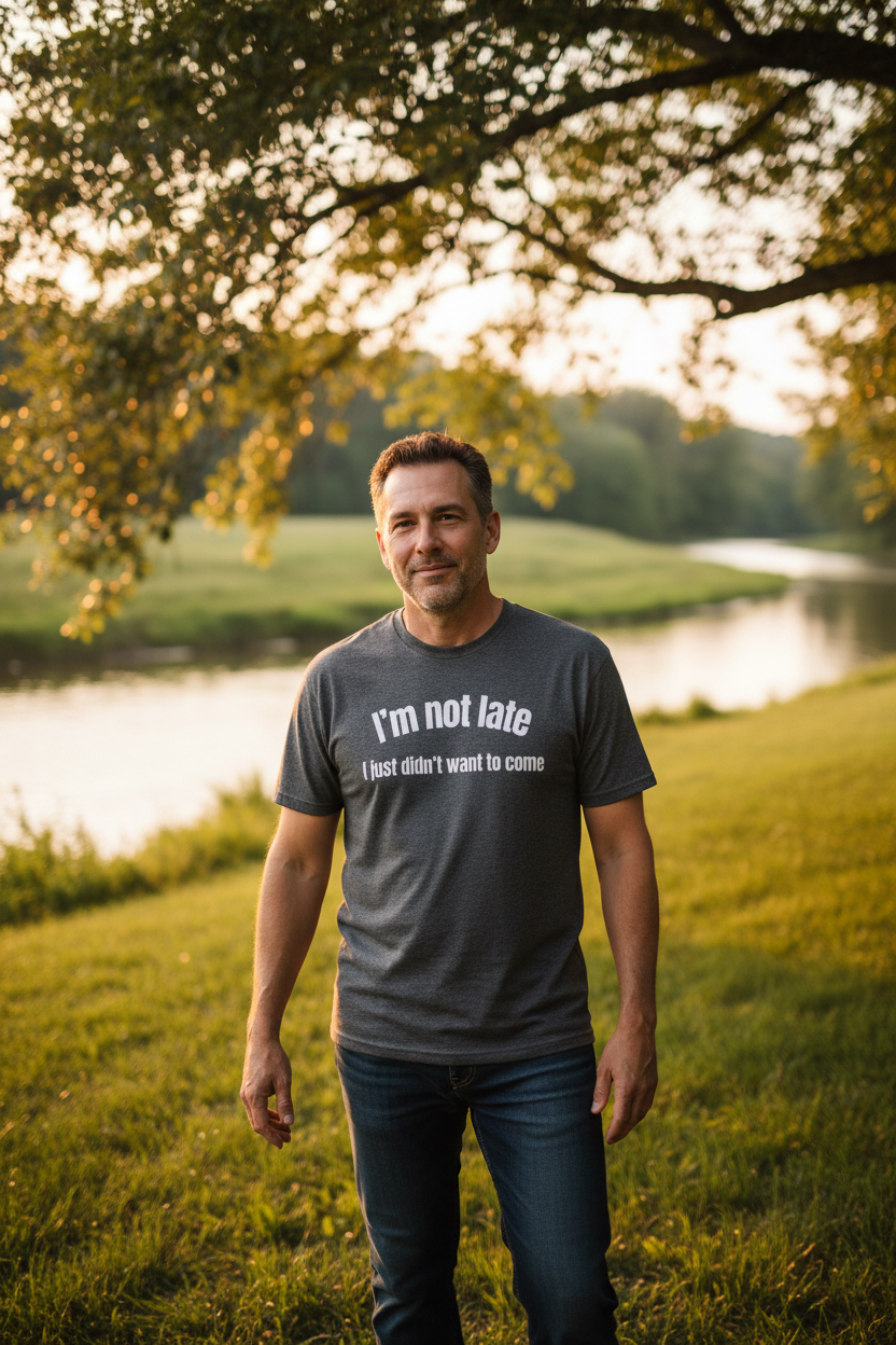 Not Late – I Just Didn’t Want To Come Tee (Quick Laughs)