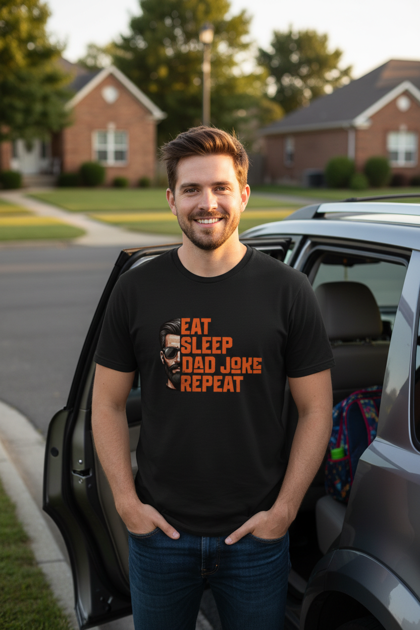 Eat Sleep Dad Joke Repeat – Quick Laughs Tee
