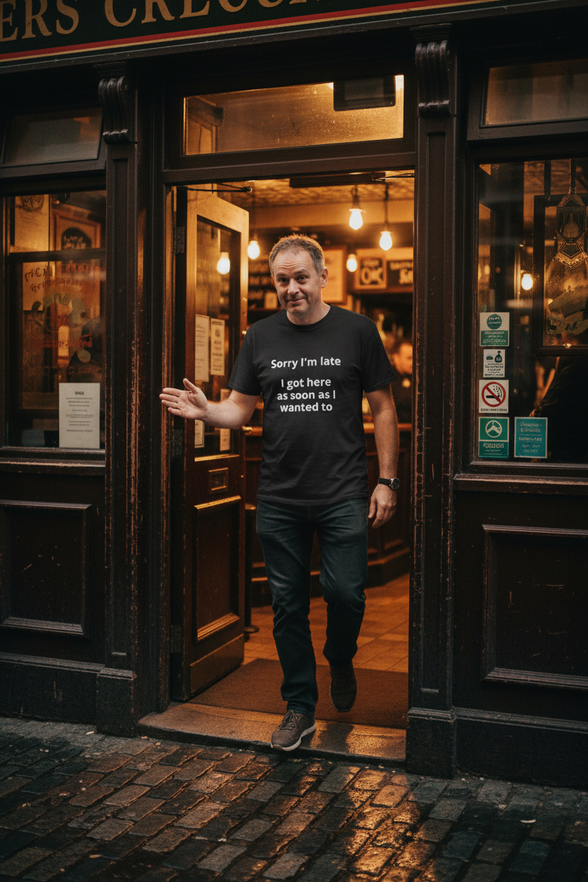 Sorry I’m Late – Funny Quick Laughs Tee