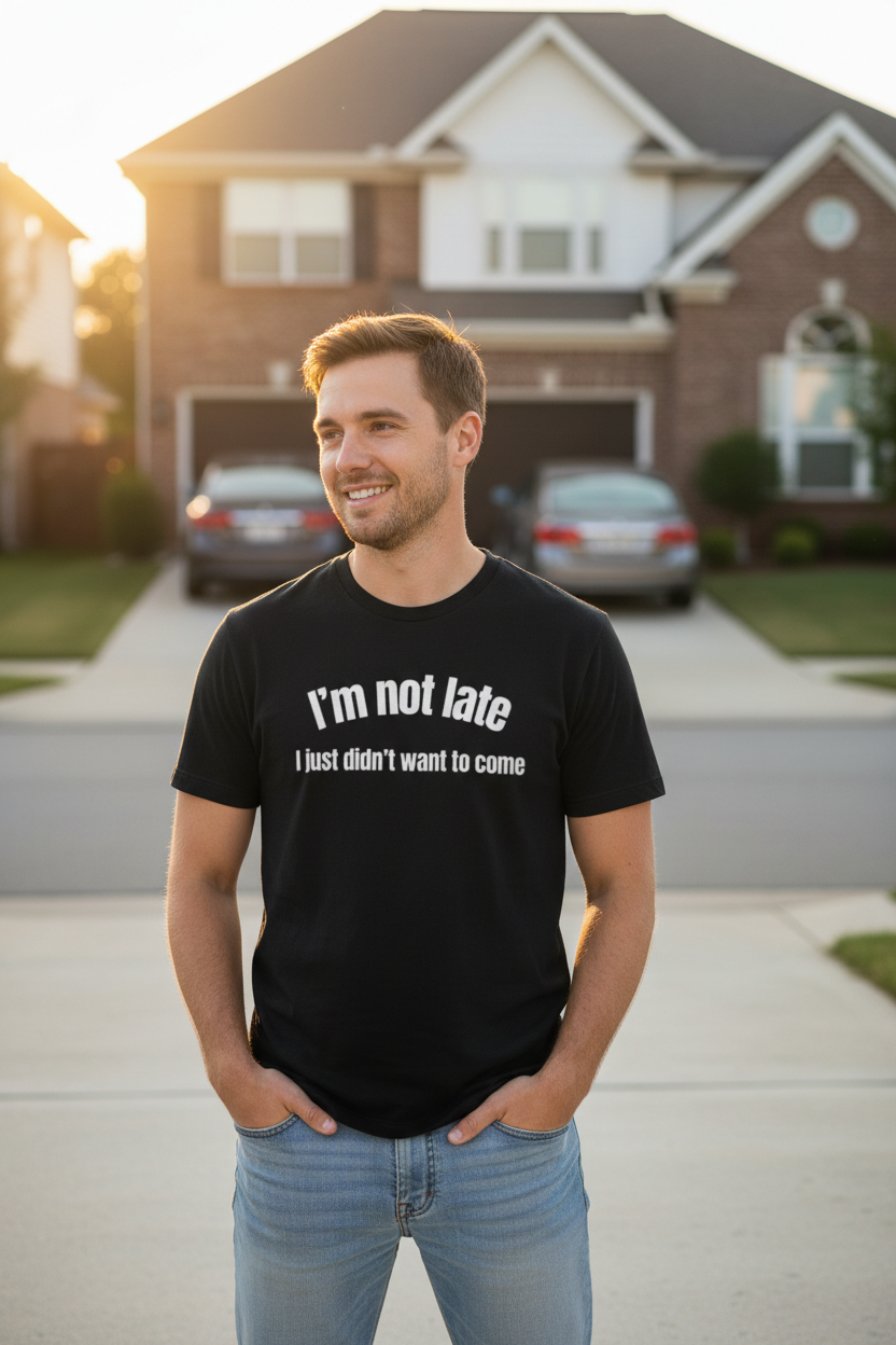 Not Late – I Just Didn’t Want To Come Tee (Quick Laughs)