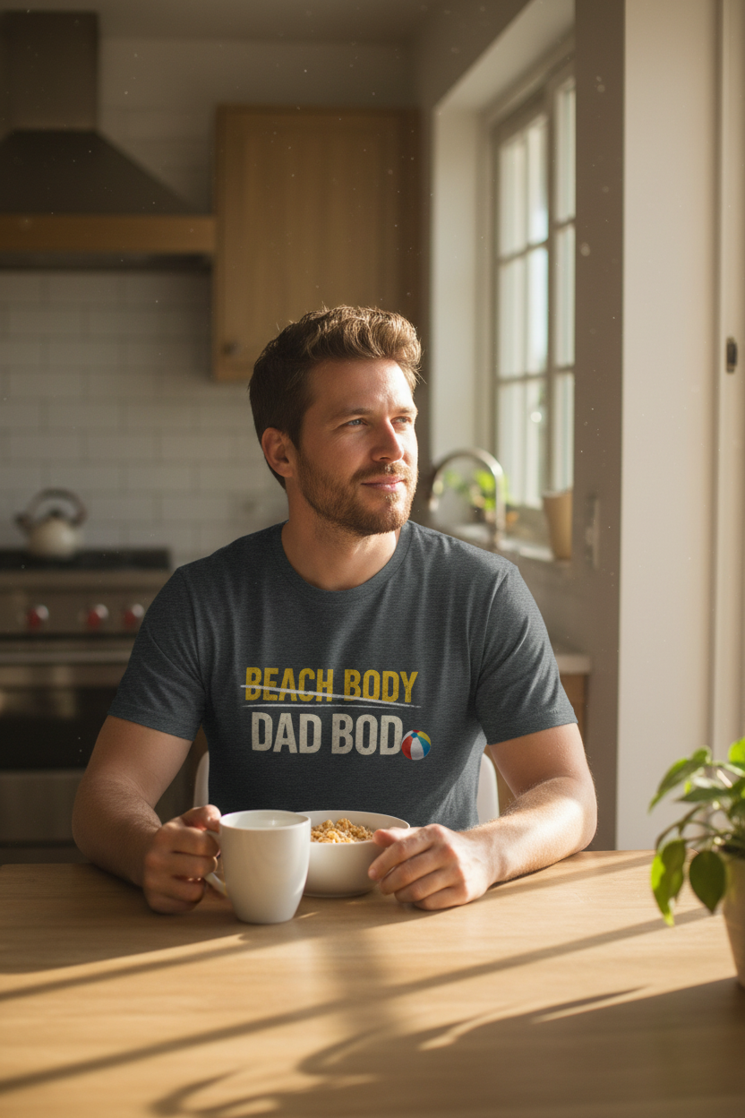 Beach Body (Crossed Out) Dad Bod – Quick Laughs Tee