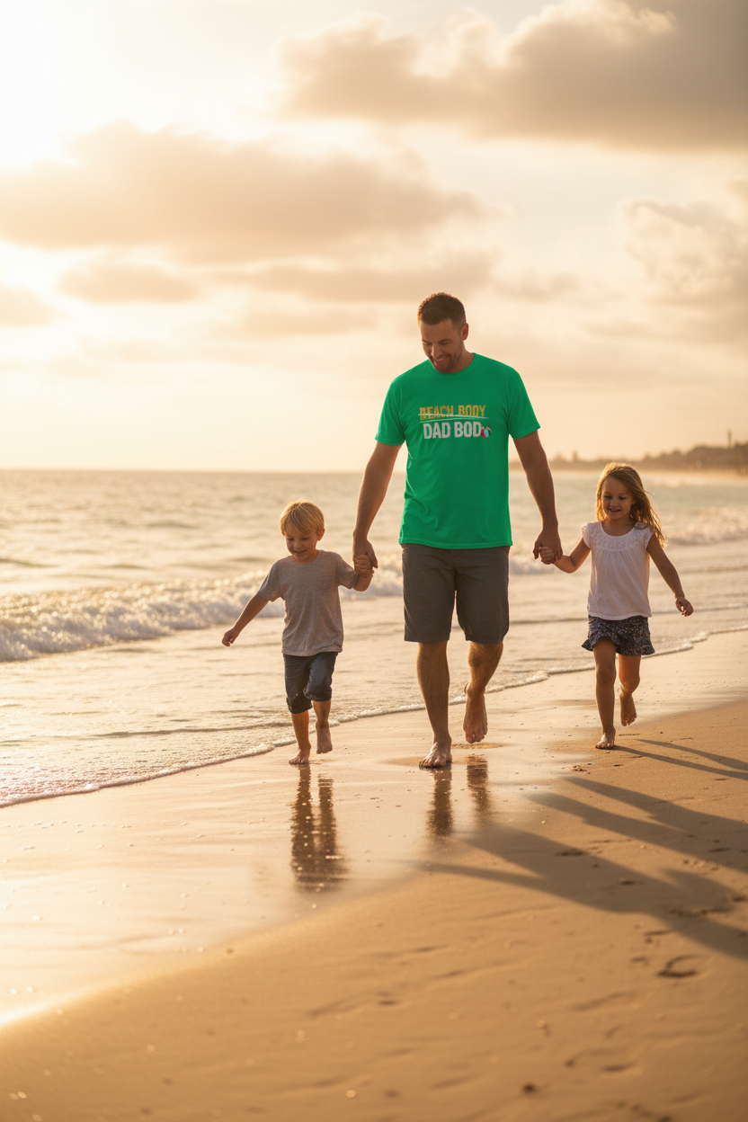 Beach Body (Crossed Out) Dad Bod – Quick Laughs Tee