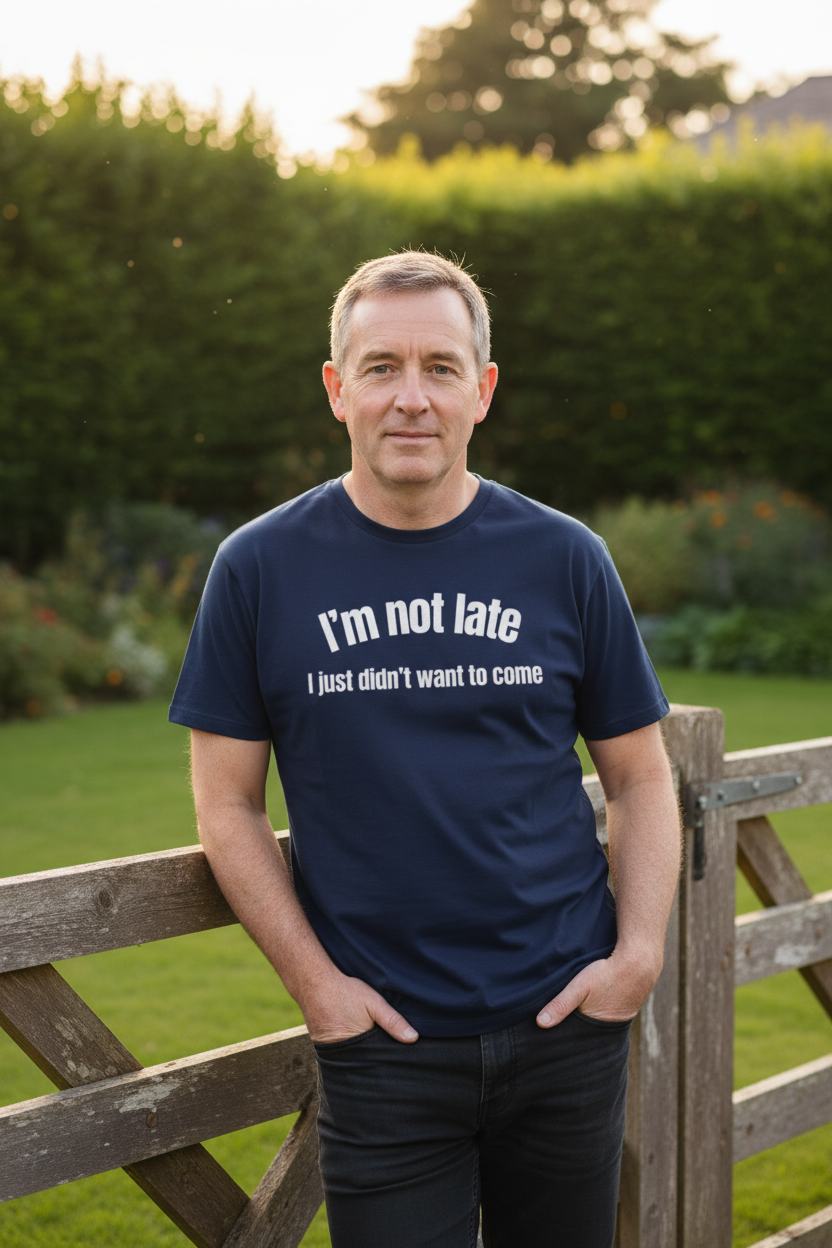 Not Late – I Just Didn’t Want To Come Tee (Quick Laughs)
